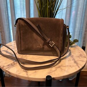 Kate Spade Gray Crossbody Bag with Luxurious Suede Finish